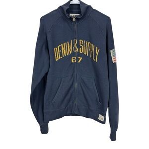 Ralph Lauren Jacket Mens Small Denim & Supply 67 Lightweight Full Zip USA Flag